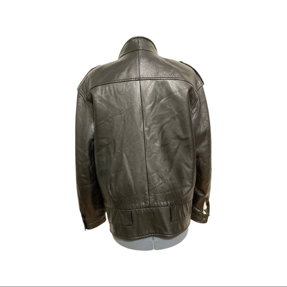 Vintage Slouchy Leather Jacket - Unisex Small Oversized Fit - Picture 11 of 13